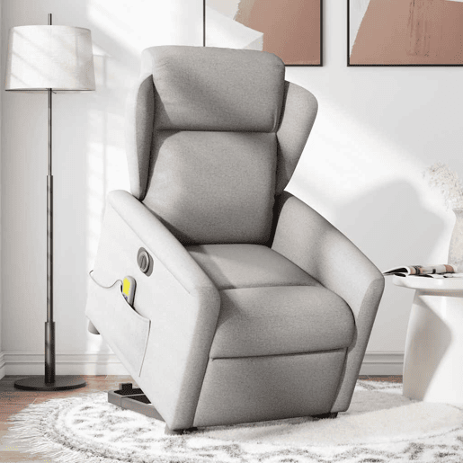 Poltrona elétrica elevatória massagens - Poltrona relax tecido cinzento-nublado