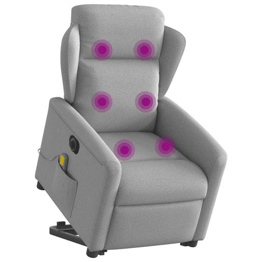 Poltrona elétrica elevatória massagens - Poltrona relax tecido cinzento-nublado