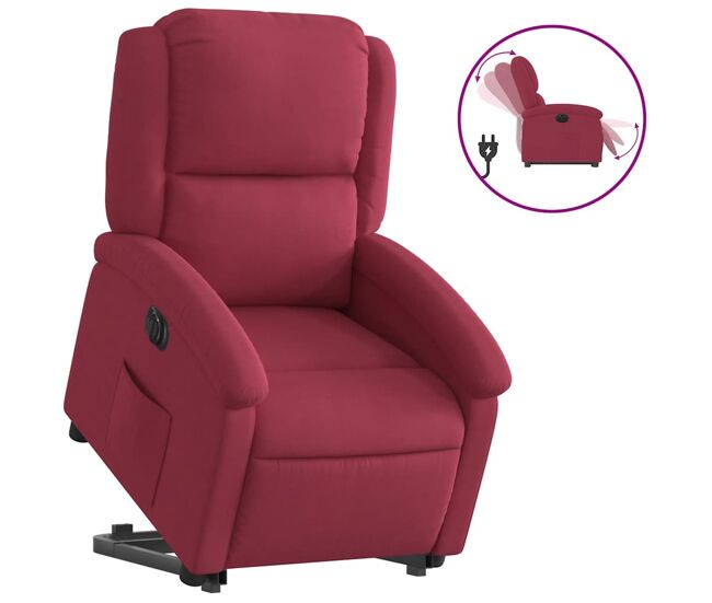 Sillón eléctrico reclinable elevable - sillón relax de terciopelo rojo tinto