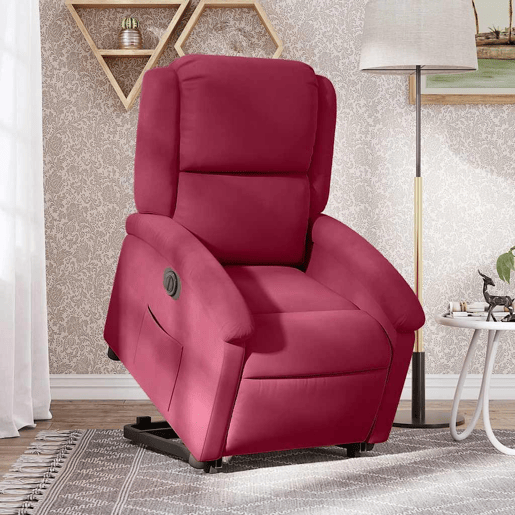 Poltrona reclinável - Poltrona relax elétrica veludo vermelho-tinto