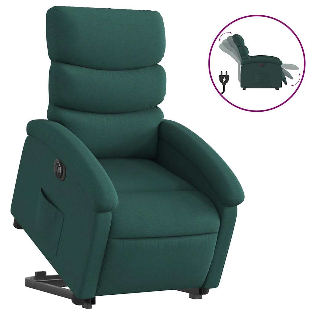Sillón eléctrico reclinable elevable - sillón relax de tela verde oscuro