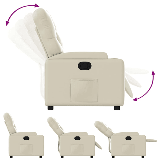 Poltrona reclinável - Poltrona relax couro artificial cor creme Poltrona reclinável - Poltrona relax couro artificial cor creme