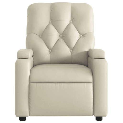 Poltrona reclinável - Poltrona relax couro artificial cor creme Poltrona reclinável - Poltrona relax couro artificial cor creme