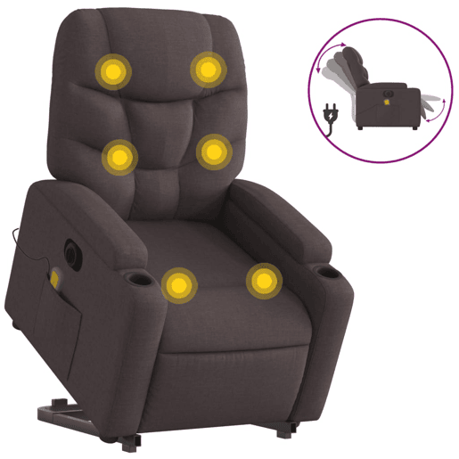 Poltrona elétrica massagens - Poltrona relax tecido castanho-escuro