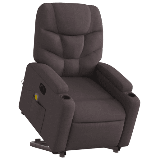 Poltrona elétrica massagens - Poltrona relax tecido castanho-escuro