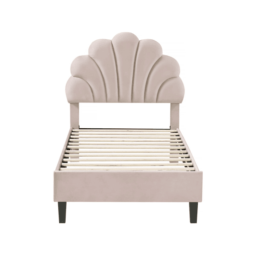 Cama em forma de concha de veludo Manon - 90 x 190 cm - Bege