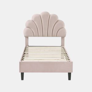 Cama em forma de concha de veludo Manon - 90 x 190 cm - Bege