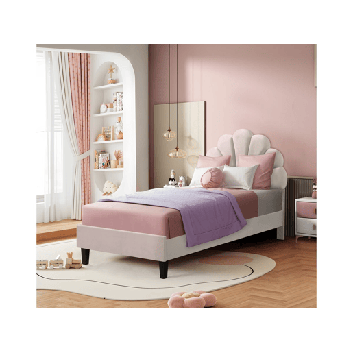 Cama em forma de concha de veludo Manon - 90 x 190 cm - Bege
