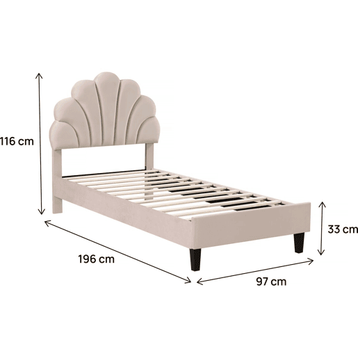 Cama em forma de concha de veludo Manon - 90 x 190 cm - Bege