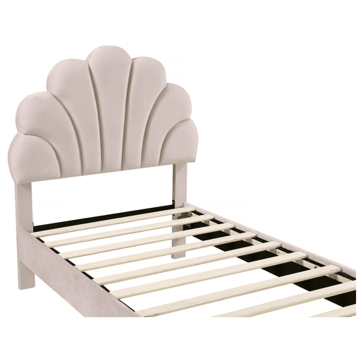 Cama em forma de concha de veludo Manon - 90 x 190 cm - Bege