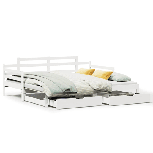 Sofá-cama, Sofá conversível com gavetão e gavetas sem colchão 80x200 cm branco