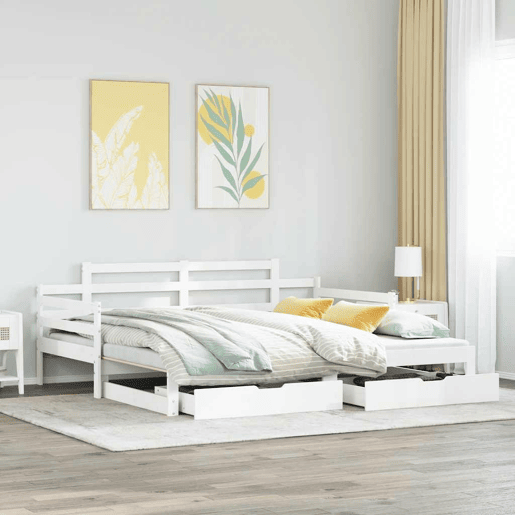 Sofá-cama, Sofá conversível com gavetão e gavetas sem colchão 80x200 cm branco