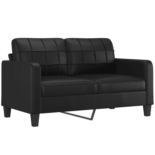 Sofá 2 lugares, Sofá fixo + almofadas decoração 140 cm couro artif. preto Sofá 2 lugares, Sofá fixo + almofadas decoração 140 cm couro artif. preto