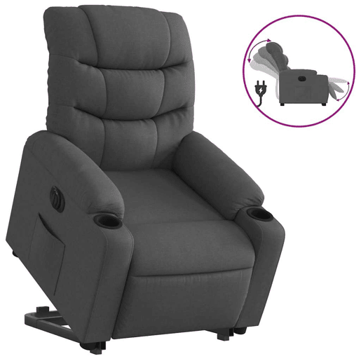 Poltrona reclinável - Poltrona relax elétrica tecido cinzento-escuro