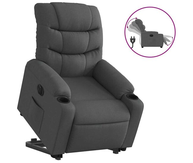 Sillón eléctrico reclinable elevable - sillón relax de tela gris oscuro
