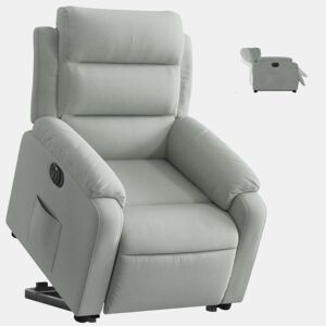 Poltrona reclinável - Poltrona relax elétrica veludo cinzento-claro