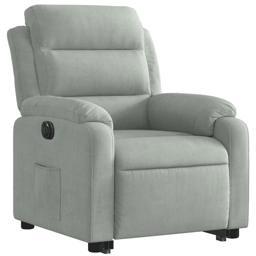 Poltrona reclinável - Poltrona relax elétrica veludo cinzento-claro