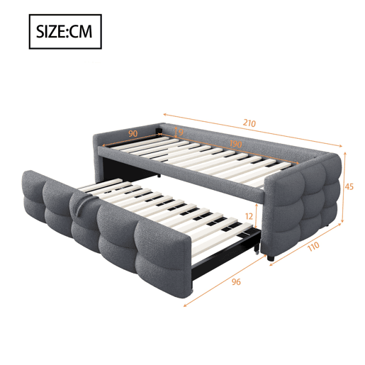 Sofá-cama 90180x190 cm - Puffbed, com Lattenrost, multifuncional, cinzento Sofá-cama 90180x190 cm - Puffbed, com Lattenrost, multifuncional, cinzento