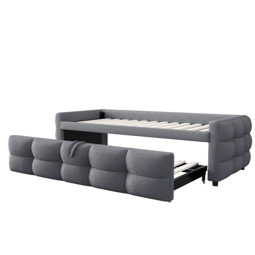 Sofá-cama 90180x190 cm - Puffbed, com Lattenrost, multifuncional, cinzento Sofá-cama 90180x190 cm - Puffbed, com Lattenrost, multifuncional, cinzento