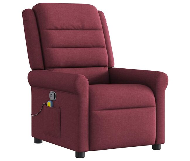 Sillón de masaje reclinable - sillón relax de tela color vino tinto
