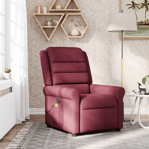 Poltrona de massagens reclinável - Poltrona relax tecido vermelho tinto
