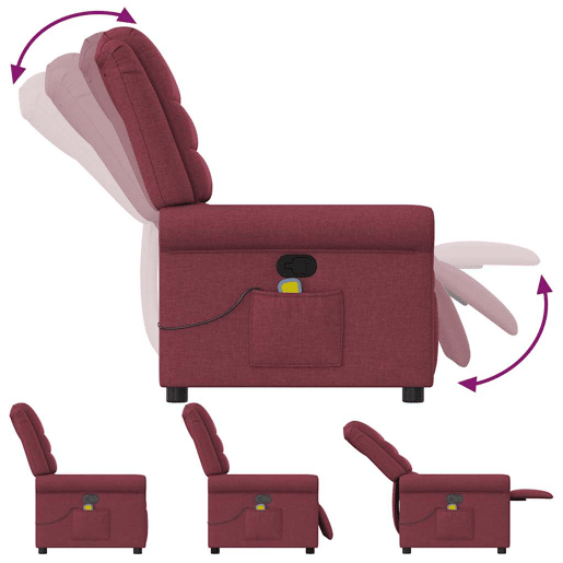Poltrona de massagens reclinável - Poltrona relax tecido vermelho tinto