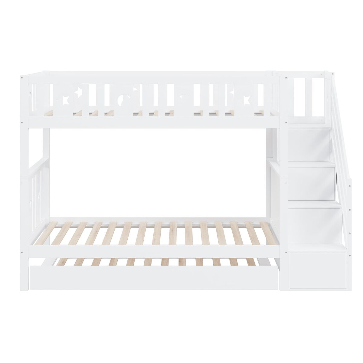 cama litera infantil 90x200 cm - cama extraible escalera de seguridad blanco