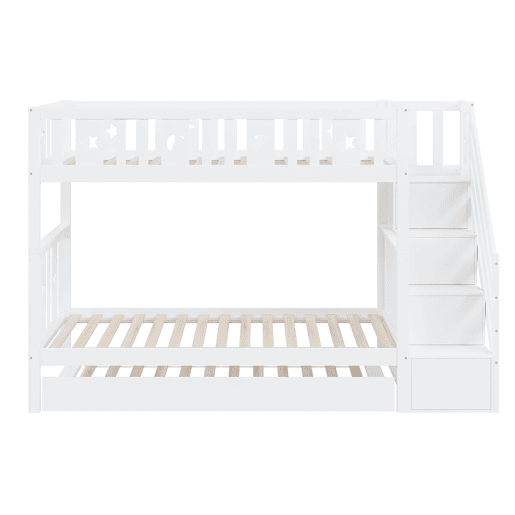 Cama beliche infantil 90x200 cm - Cama extraível, escada de segurança, branca