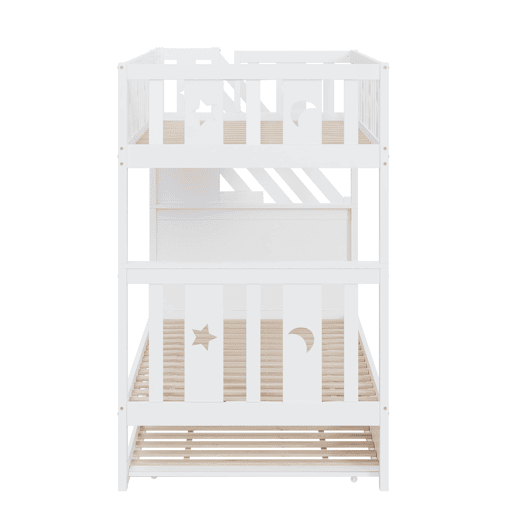 Cama beliche infantil 90x200 cm - Cama extraível, escada de segurança, branca