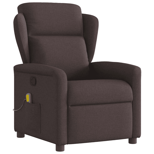 Poltrona de massagens reclinável - Poltrona relax tecido castanho-escuro Poltrona de massagens reclinável - Poltrona relax tecido castanho-escuro