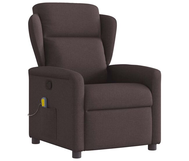Sillón de masaje reclinable - sillón relax de tela marrón oscuro