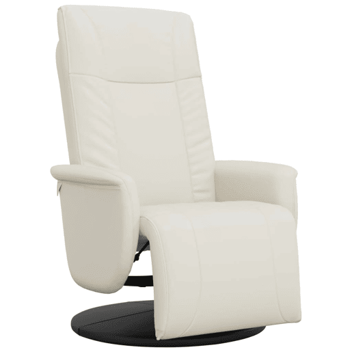 Cadeira reclinável - Poltrona relax com apoio de pés couro artificial cor creme Cadeira reclinável - Poltrona relax com apoio de pés couro artificial cor creme