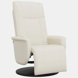 Cadeira reclinável - Poltrona relax com apoio de pés couro artificial cor creme