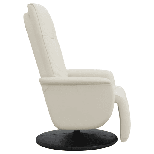Cadeira reclinável - Poltrona relax com apoio de pés couro artificial cor creme Cadeira reclinável - Poltrona relax com apoio de pés couro artificial cor creme