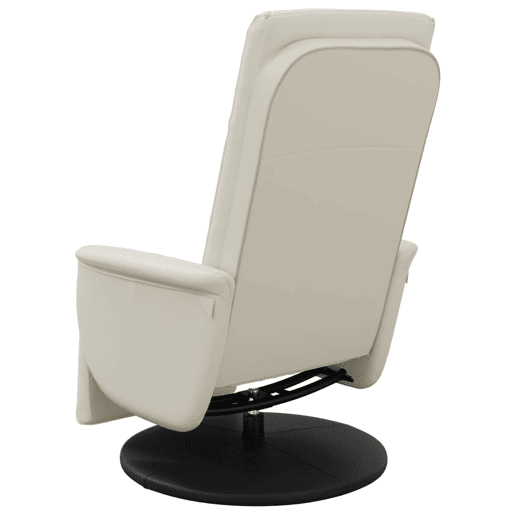 Cadeira reclinável - Poltrona relax com apoio de pés couro artificial cor creme Cadeira reclinável - Poltrona relax com apoio de pés couro artificial cor creme