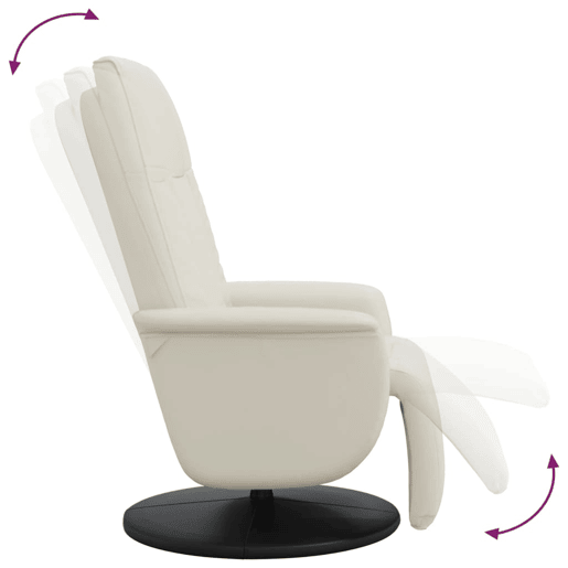 Cadeira reclinável - Poltrona relax com apoio de pés couro artificial cor creme Cadeira reclinável - Poltrona relax com apoio de pés couro artificial cor creme