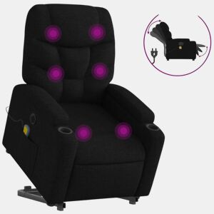 Poltrona elétrica elevatória massagens - Poltrona relax tecido preto