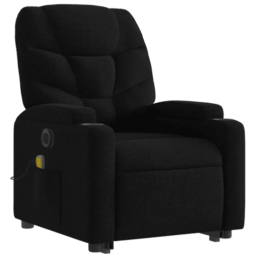 Poltrona elétrica elevatória massagens - Poltrona relax tecido preto