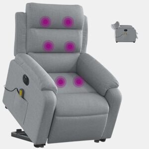 Poltrona elétrica reclinável massagens - Poltrona relax tecido cinzento-claro