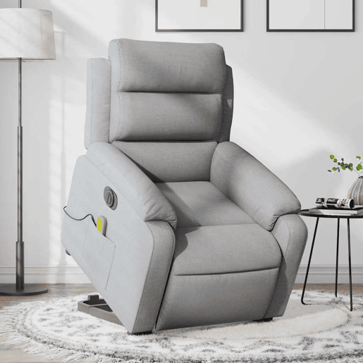Poltrona elétrica reclinável massagens - Poltrona relax tecido cinzento-claro