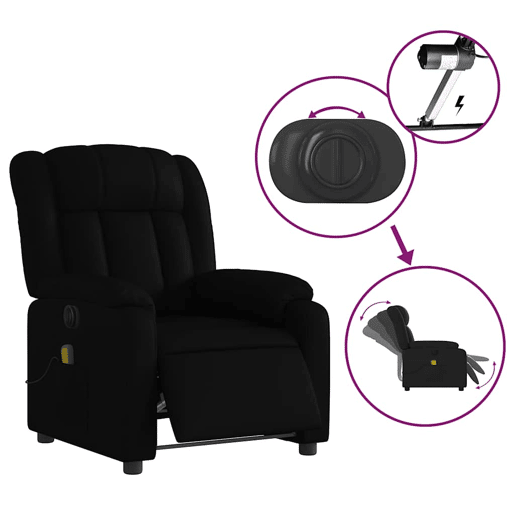 Poltrona massagens reclinável - Poltrona relax elétrica couro artificial preto