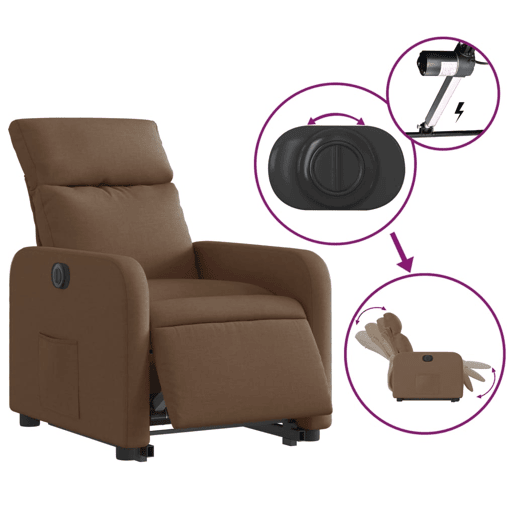 Poltrona reclinável - Poltrona relax elétrica tecido castanho