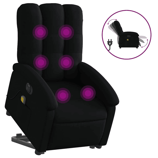 Poltrona elétrica elevatória massagens - Poltrona relax tecido preto