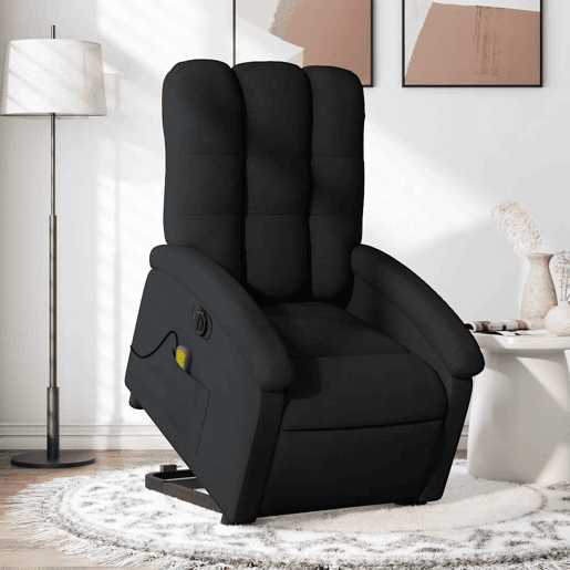 Poltrona elétrica elevatória massagens - Poltrona relax tecido preto