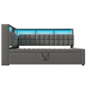 Cama individual 90x200 - com cama extra, LED, altifalante Bluetooth, USBType-C, prateleira - Cinza