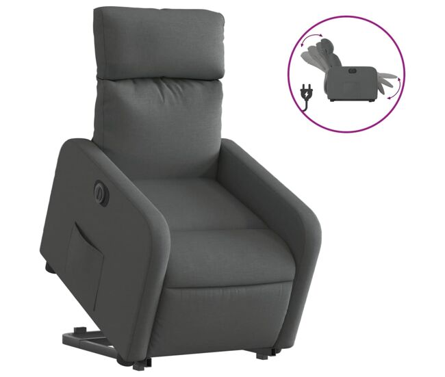Sillón eléctrico reclinable elevable - sillón relax de tela gris oscuro