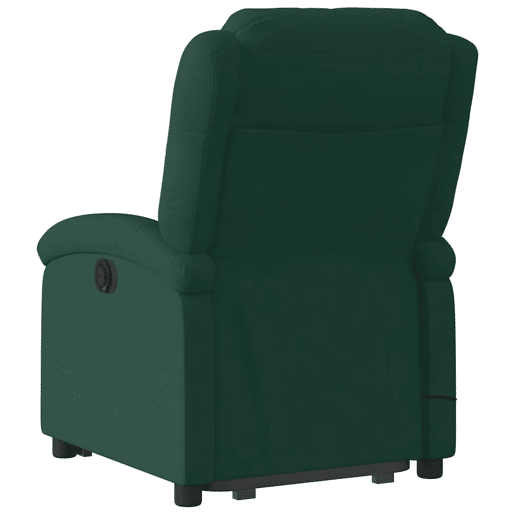 Poltrona massagens elevatória elétrica veludo verde-escuro