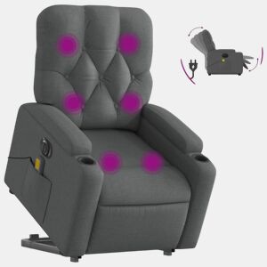 Poltrona elétrica elevatória massagens - Poltrona relax tecido cinzento-escuro