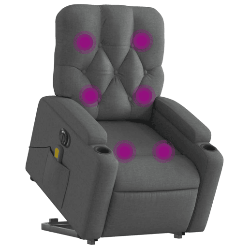 Poltrona elétrica elevatória massagens - Poltrona relax tecido cinzento-escuro