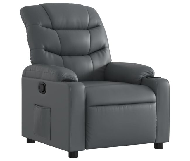 Sillón reclinable - sillón relax de cuero sintético gris